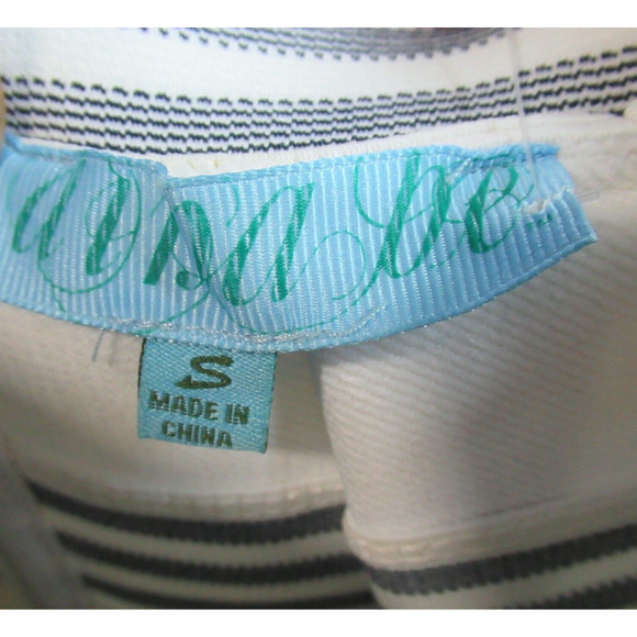 AINA BE Skirt Womensz S Blue White Striped A -Line Structured Stiff Coastal NWT - Picture 2 of 9